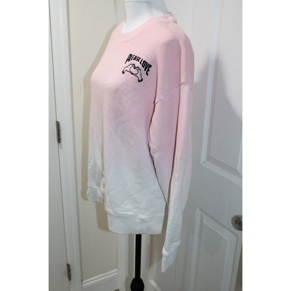 SANDRO Embroidered "Please Love" French cotton-terry pullover sweatshirt ombre 4 - Picture 2 of 7